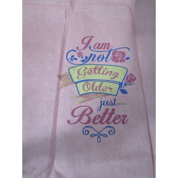Witty Senior Birthday Aging Gracefully Tea Towels Set Pink Purple Cotton NWOT - Picture 12 of 13